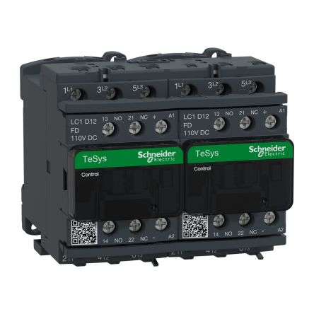 Schneider Electric LC2D Contactor, 110V dc Coil, 3-Pole, 25 A, 5.5 kW 110V dc, 1 NO/1 NC, 690V