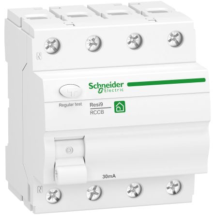 Schneider Electric R9R Series Residual Current Circuit Breaker, 63A, 4-Pole, 30 mA, Type A 440V ac