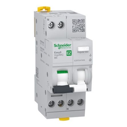 Schneider Electric Residual Current Circuit Breaker with Overload Protection, 6A Current Rating, 1-Pole, 30 mA Trip