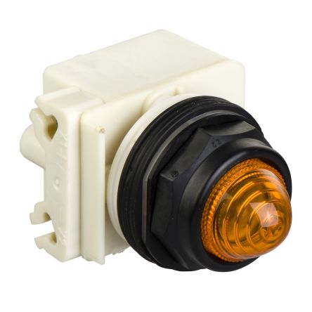 Schneider Electric, 9001SK, Panel Mount Amber LED Pilot Light Complete Unit, 30 mm Cutout, IP66, Round, 28V