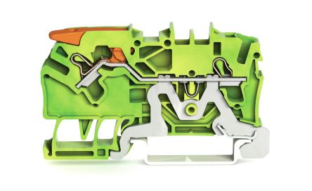 WAGO 2102-1207 Earth Terminal Block Yellow, Green, 2.5mm², 1-Level, Cage Clamp, IECEx/ATEX