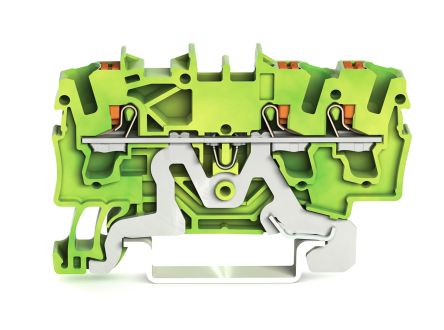 WAGO 2202-1307 Earth Terminal Block Yellow, Green, 2.5mm², 1-Level, Cage Clamp, IECEx/ATEX