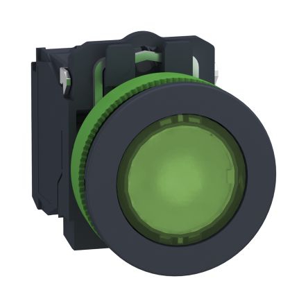 Schneider Electric XB5 Series Illuminated Push Button Switch, Panel Mount, 30 mm Cutout Green, SPDT, IP66, IP67, IP69,