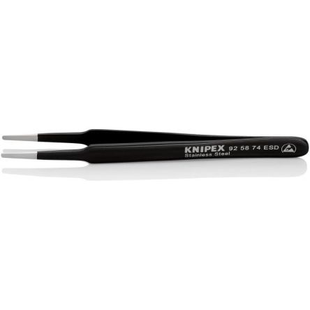 Knipex 118mm Stainless Steel Blunt ESD Safe Tweezer
