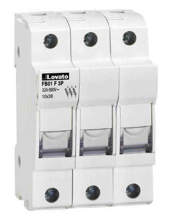 Lovato 32A Rail Mount Fuse Holder for 10 x 38 mm, 3P-Pole, 690V ac