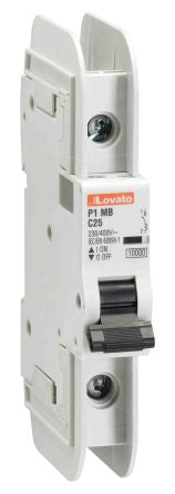 Lovato P1MB Miniature Circuit Breaker, 1-Pole, 3A, Type C, 400V ac AC, 60 V dc DC, 10 kA Breaking Capacity