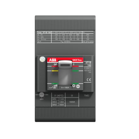 ABB Tmax XT1B Miniature Circuit Breaker, 3-Pole, 160A, 690V ac AC, 500 V dc DC, 25 kA Breaking Capacity