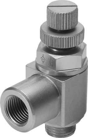 Festo GRLZ-1/8-RS-B Series Flow Control Valve Pressure Relief Valve, GRLZ-1/8-RS-B, Threaded 1/8 in G Threaded G 1/8 in