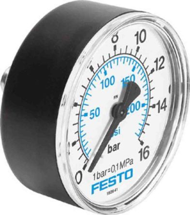 Festo G 1/4 Threaded Pressure Gauge, 50 mm, 16 bar