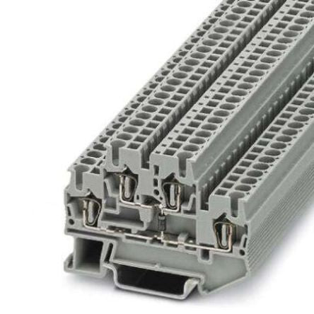 Phoenix Contact 3031563 STTB Series DIN Rail Terminal Block Grey, 0.08mm², 4 mm², 2-Level, Spring Clamp