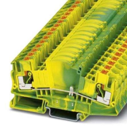 Phoenix Contact 2-Way DIN Rail Ground Terminal Block, 10mm², 10AWG, 20 AWG Wire, Push-in, Polyamide Housing