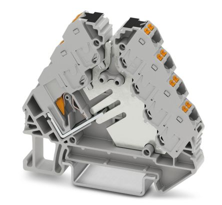 Phoenix Contact 3270138 PTRVB 4-FI/GY Series DIN Rail Terminal Block Grey, 0.14mm², 2.5 mm², 4-Level, Push-in