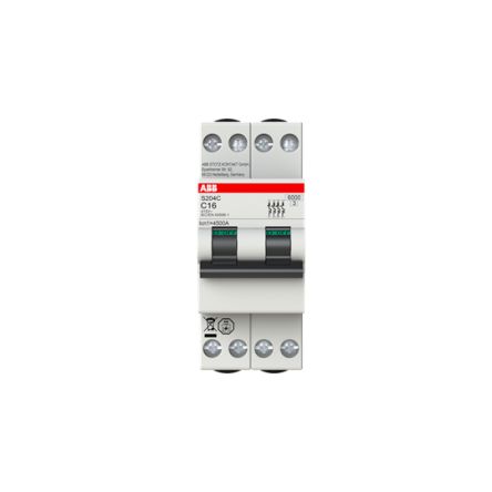 ABB S200C S200C Miniature Circuit Breaker, 4-Pole, 20A, Type C, 415V ac AC, 6 kA Breaking Capacity