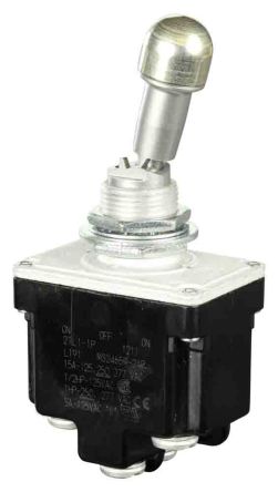 Honeywell Toggle Switch, Bushing Mount, Latching, DPDT, Screw Terminal, 28 V dc, 125 V ac