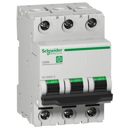 Schneider Electric Multi9 C60N Miniature Circuit Breaker, 3-Pole, 50A, Type C, 240V ac AC, 125 V dc DC, 10 kA Breaking