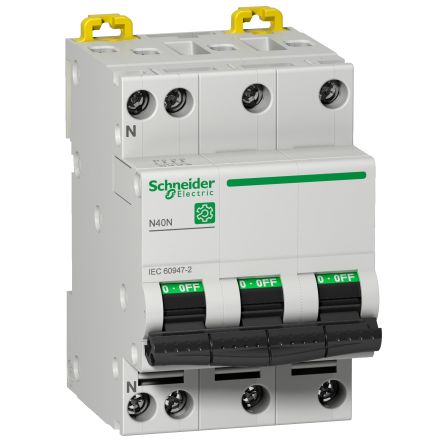 Schneider Electric Multi9 N40N Miniature Circuit Breaker, 3-Pole, 16A, Type C, 415V ac AC, 10 kA Breaking Capacity