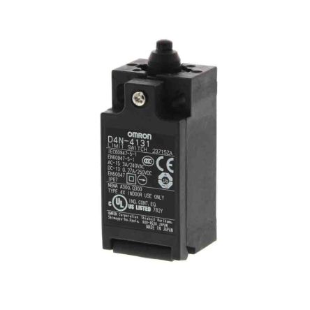 Omron D4n Series Plunger Limit Switch, 1 NO/1 NC, IP67, Metal Housing