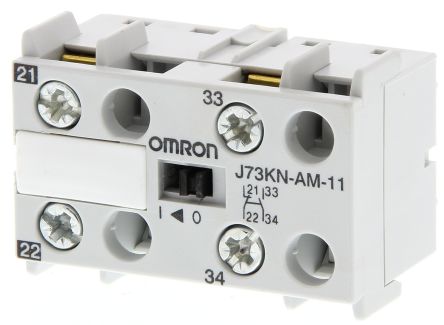 Omron Auxiliary Contact Block, 2 Contact, 1 NO/1 NC, J73KN, Screw, 25 A, 690V, J73KN-AM-11V