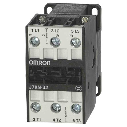 Omron J7KN Contactor, 24V ac Coil, 3-Pole, 32 A, 15 kW 24V ac, 415V