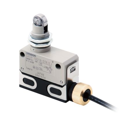 Omron D4ER-N Series Roller Plunger Limit Switch, 1 NO/1 NC, IP67, Die Cast Zinc Housing, 1A
