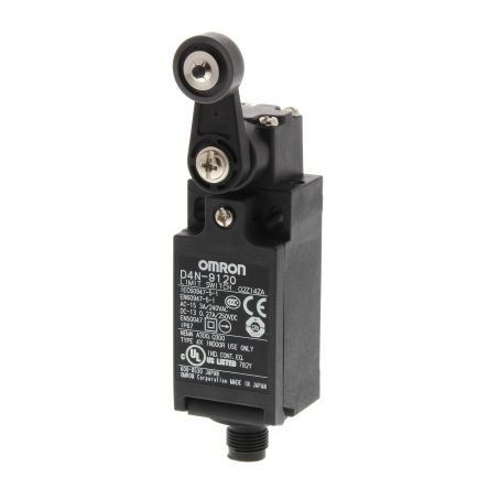 Omron D4n Series Roller Lever Limit Switch, 1 NO/1 NC, IP67, Plastic Housing, 240V, 10A