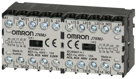 Omron J7KNU Contactor, 110V ac Coil, 3-Pole, 12 A, 2.2 kW, 1 NO