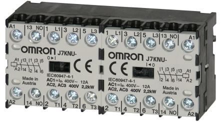 Omron J7KNU Contactor, 48V Coil, 4-Pole, 3 A, 1.1 kW, 2 NO/2 NC