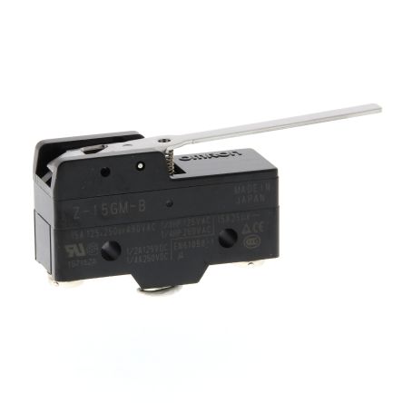 Omron Z Series Hinge Lever Limit Switch, SPDT, IP00, Plastic Housing, 500V ac, 15A