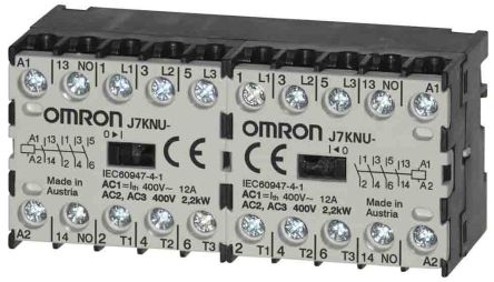 Omron J7KNU Contactor, 90V ac Coil, 4-Pole, 12 A, 12 kW, 2 NO/2 NC