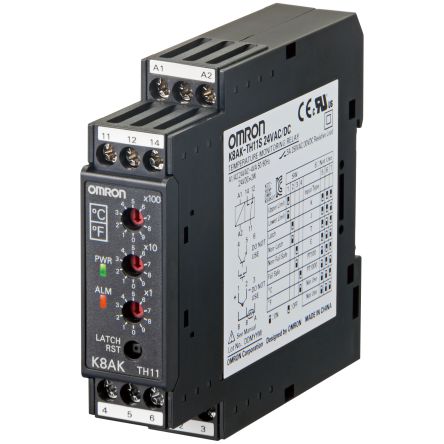 Omron Monitoring Relay, SPDT, DIN Rail, Monitoring: 0 °C to 999 °C, 24 V dc