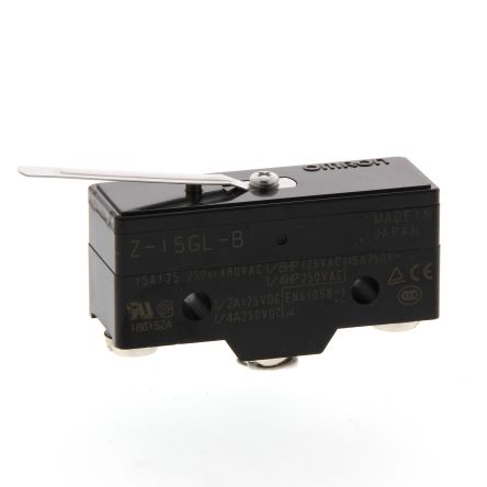 Omron Z Series Leaf Lever Limit Switch, SPDT, IP00, Thermosetting Resin Housing, 500V ac, 15A