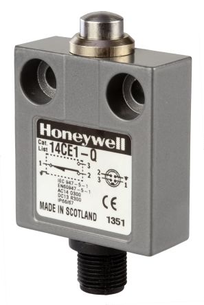 Honeywell 14CE Series Plunger Limit Switch, SPDT, IP66, IP65, IP67, IP68, Die Cast Zinc Housing, 250V, 5A