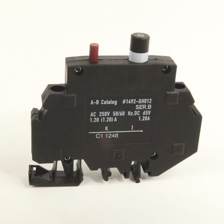 Allen Bradley 1492-GH Supplementary Protectors 1492-GH Thermal Circuit Breaker - 1-Pole, Panel, 1A Current Rating, 200