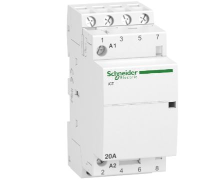 Schneider Electric Acti9 iCT Contactor, 240V Coil, 4-Pole, 20 A, 1.6 W 240V, 4 NO