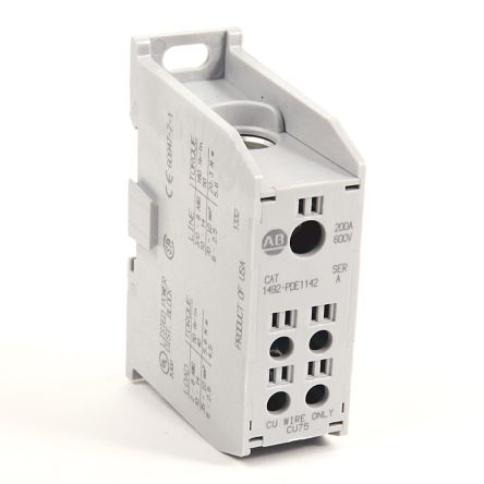Allen Bradley Distribution Block, 4 Way, 600V, 200A, White