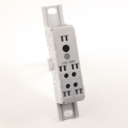 Allen Bradley Distribution Block, 4 Way, 600V, 115A, White