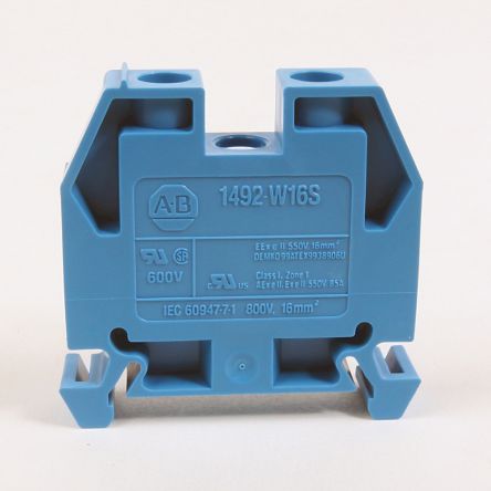 Allen Bradley 1492-W16S 1492-W Series Feed Through Terminal Block Grey, 16mm², 2.5 mm², Screw
