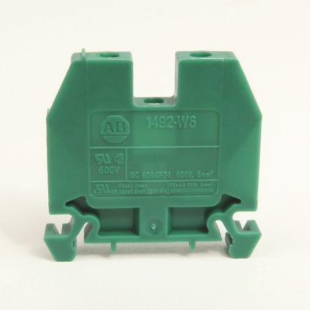 Allen Bradley 1492-W6-G 1492-W Series Feed Through Terminal Block Green, 6mm², Screw