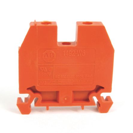Allen Bradley 1492-W6-OR 1492-W Series Feed Through Terminal Block Orange, 6mm², Screw