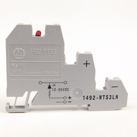 Allen Bradley 1492-WTS3LN 1492-W Series DIN Rail Terminal Block Grey, 2.5mm², Screw