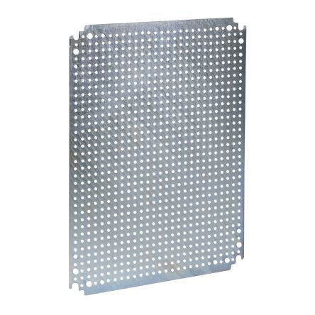 Schneider Electric Galvanised Steel Enclosure Accessory Perforated Mounting Plate, 750mm W, 125 mm L for Use with CRN,