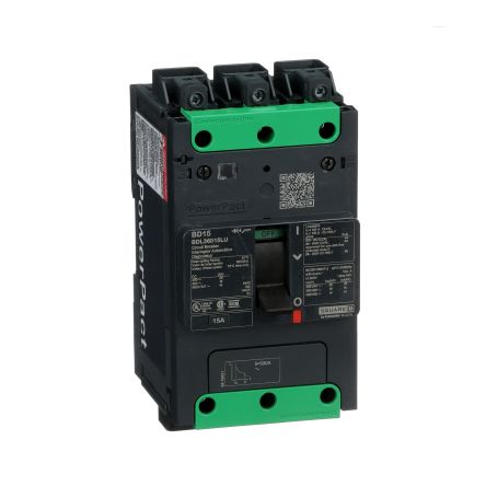 Schneider Electric, PowerPact, PowerPacT Molded Case Circuit Breaker 3-Pole 15A, Screw