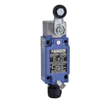 Telemecanique Sensors XCKJ Series Roller Lever Limit Switch, 1 NO/2 NC, IP66, Zinc Alloy Housing, 240V ac, 1.5A
