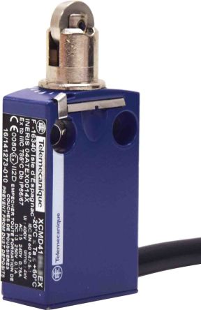 Telemecanique Sensors OsiSense ATEX D Series Roller Plunger Limit Switch, 1 NO/1 NC, IP67, IP66, Zinc Alloy Housing,