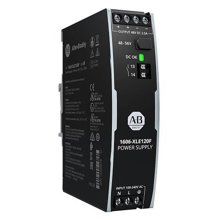 Allen Bradley 1606 Switched Mode DIN Rail Power Supply 150 V dc, 240V ac AC/DC Input 48V dc, 2.5 A Output DC 120 W