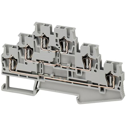 Schneider Electric NSYTRR26T Linergy TR Series Feed Through Terminal Block Grey, 2.5mm², 3-Level, Spring Terminal