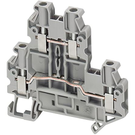 Schneider Electric NSYTRV44D Linergy TR Series DIN Rail Terminal Block Grey, 4mm², 2-Level, Screw, ATEX
