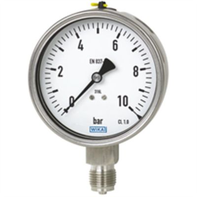 WIKA 1/2 in NPT MNPT Pressure Gauge, 100 mm, 60 bar