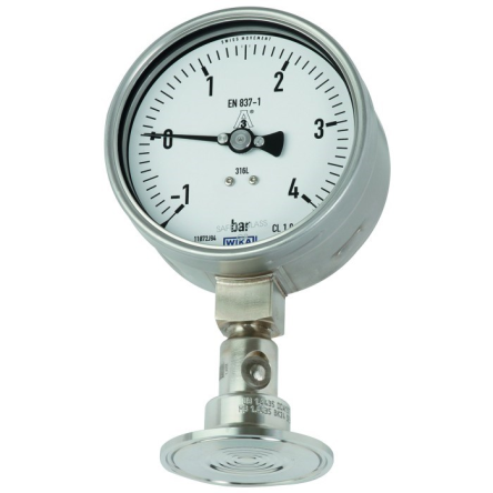 WIKA DN 32 Clamp Pressure Gauge, 100 mm, 10 bar