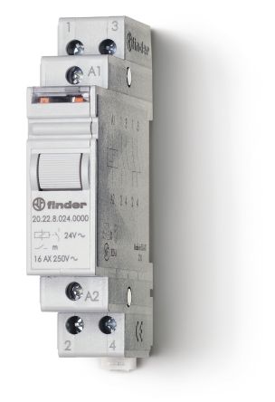 Finder DIN Rail Power Relay, 12V dc Coil, 16A Switching Current, DPST